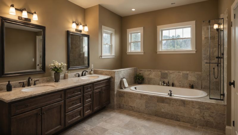 Elegant Bathtub and Vanity Area